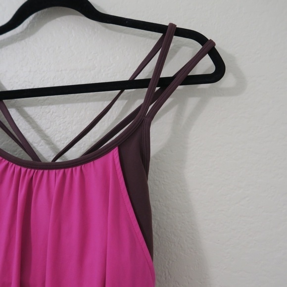 Athleta Pink Hidden Agenda Berry‎ Brown Racerback Tank Top Athletic - Picture 3 of 10